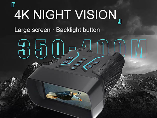 4K/36MP 1300' Night Vision Binoculars with 4.5" Screen, 8x Zoom & 32GB Card