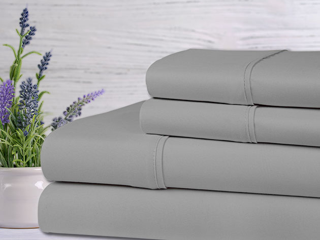 Bamboo 4-Piece Lavender Scented Sheet Set (Silver/Full)