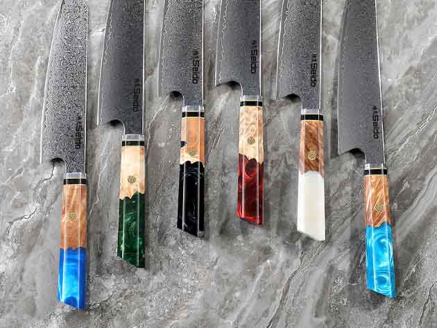 Seido™ Kiritsuke Damascus Chef Knife (6-Piece Rainbow Set)