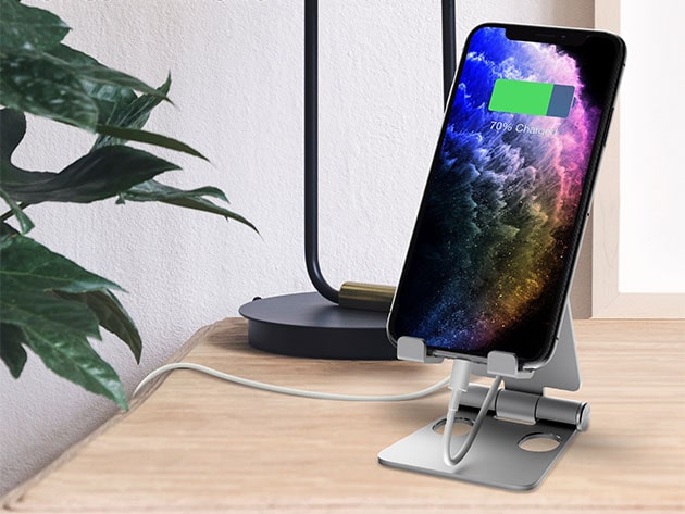 U-Rise Foldable Aluminum Desktop Phone Stand (Silver)