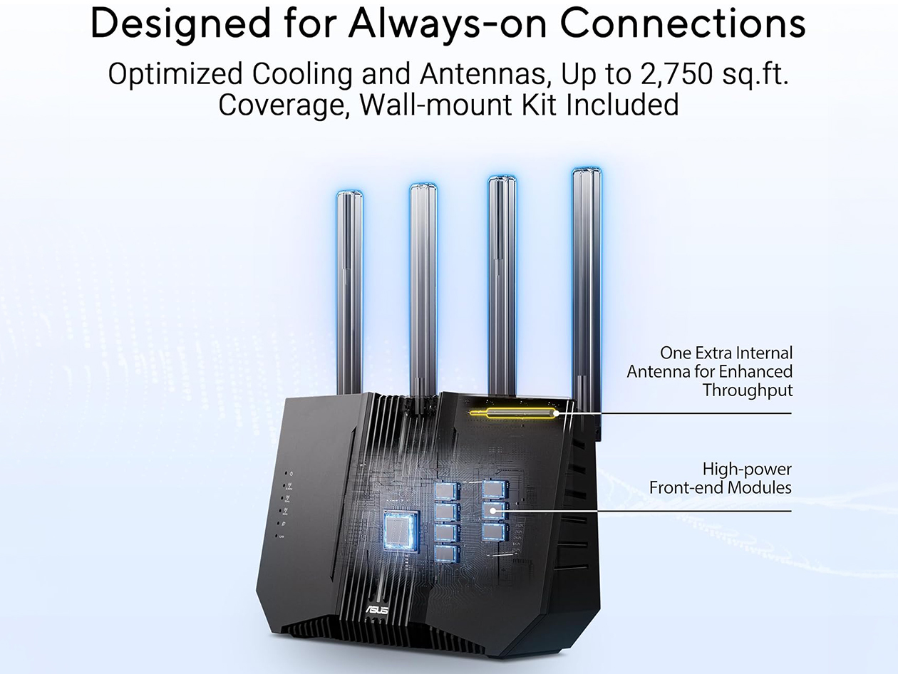 ASUS RT-BE92U (BE9700) Tri-Band Wi-Fi 7 Router with 10G Port & AiMesh (Refurbished)