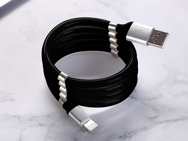 Aduro Fidget Magnetic Self-Winding Lightning Cable (6Ft/Black)