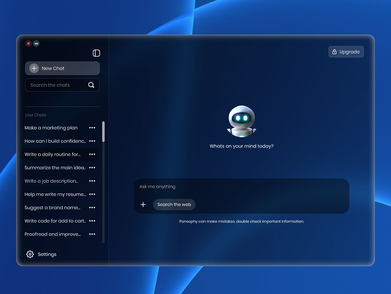 Pansophy Private Personal AI Desktop Assistant - Base Plan: Lifetime Subscription