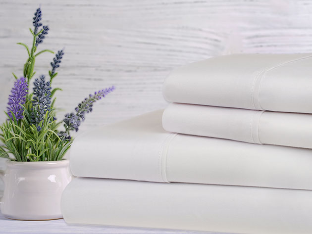 Bamboo 4-Piece Lavender Scented Sheet Set (White/Twin)