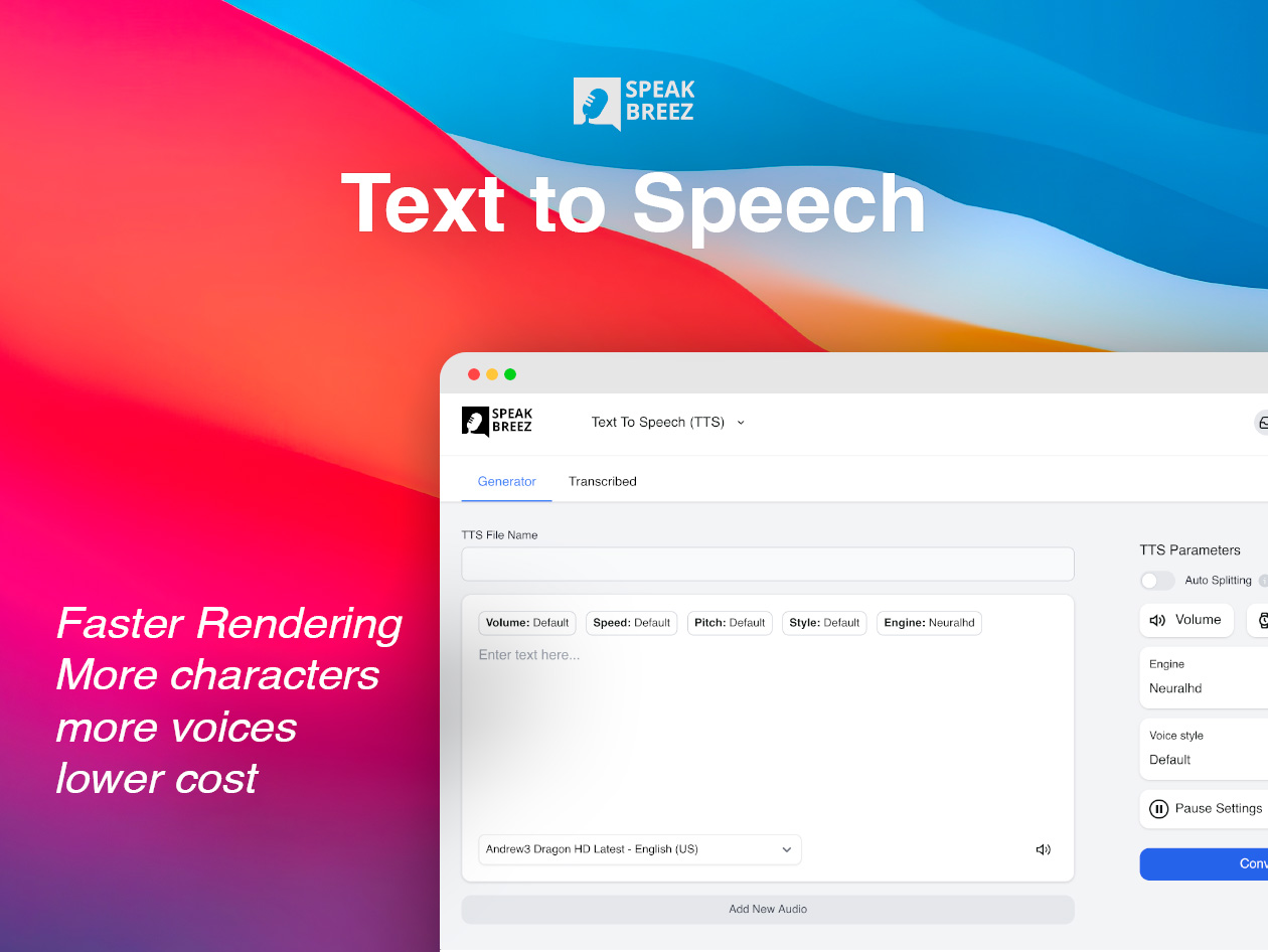 SpeakBreez AI Voiceover Generator: Lifetime Subscription (Ultimate Plan)
