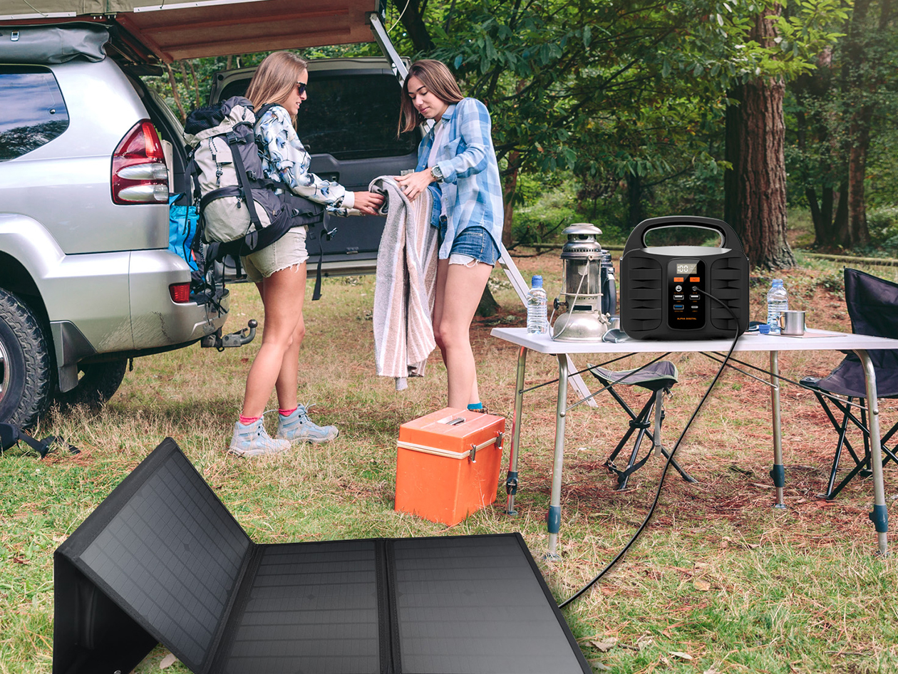 Alpha Digital 155W Portable Power Station & Solar Panel Bundle