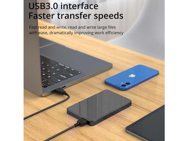 Slim Portable USB 3.0 External Hard Drive - 500GB (White)
