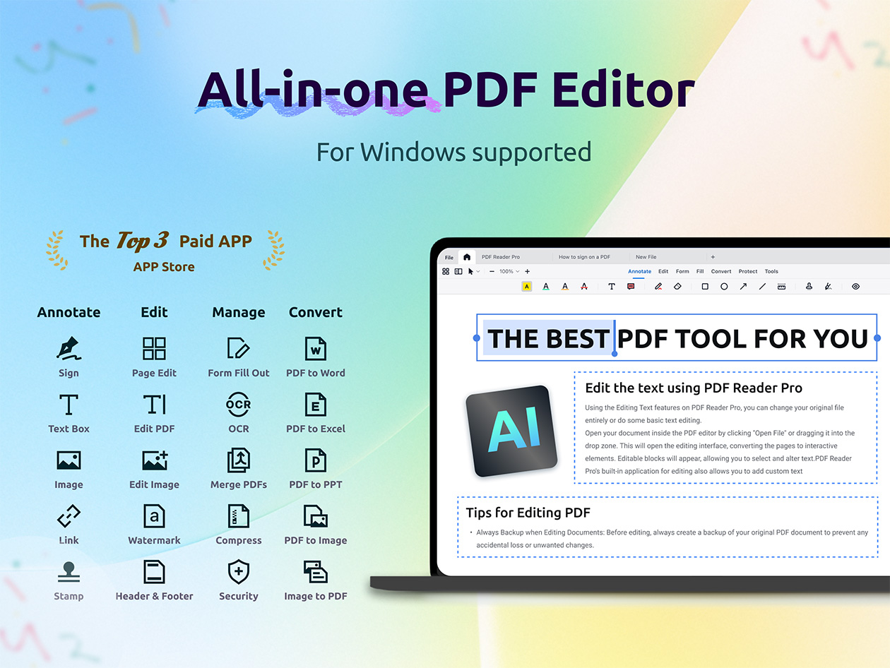 PDF Reader Pro Permanent License: Lifetime Subscription (Windows)