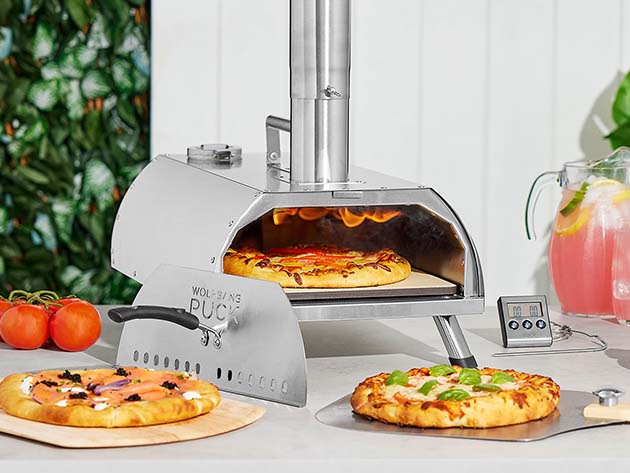 Wolfgang Puck Outdoor Wood Pellet Pizza Oven & Grill (Stainless Steel/Bundle)
