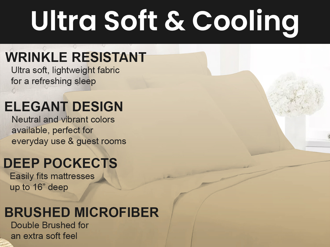 Super-Soft 1800 Series Bamboo Blend 6-Piece Sheet Set (Khaki/King)