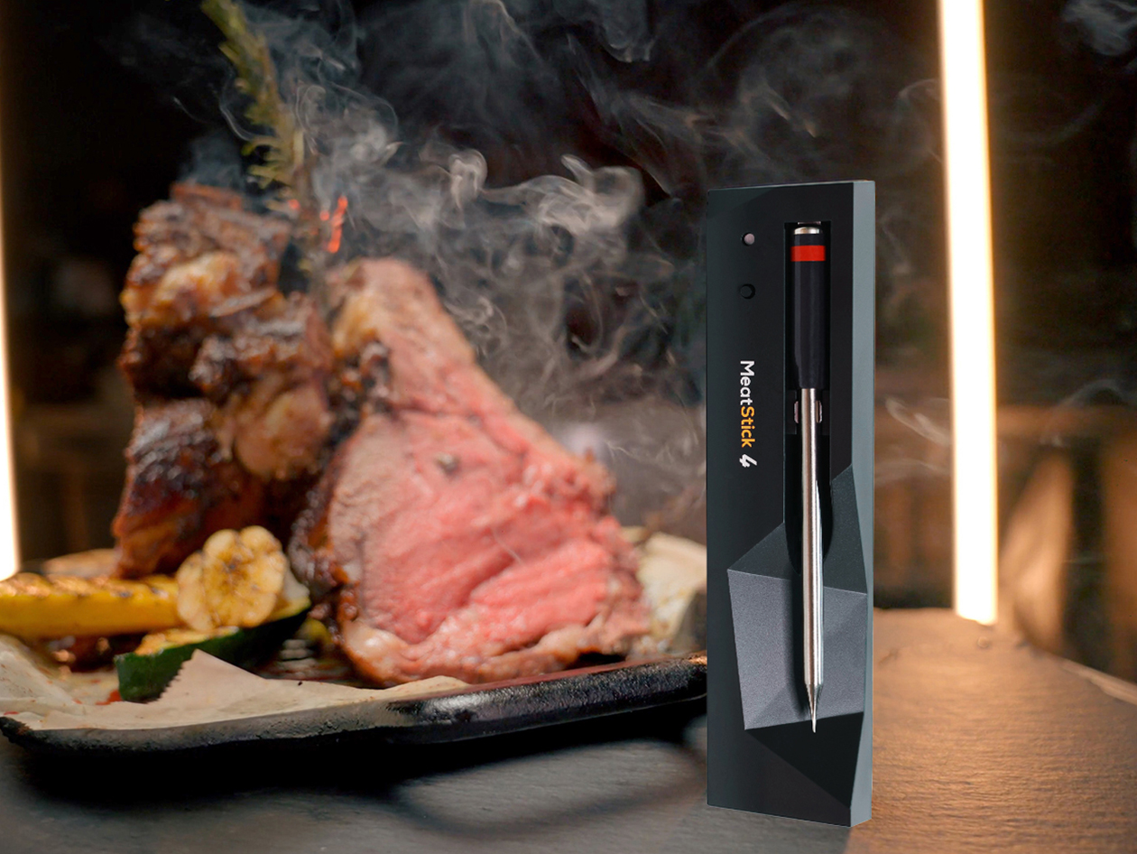 MeatStick 4 Wireless Meat Thermometer Set with Quad Sensors & 70-Hour Battery for Grills & Smokers