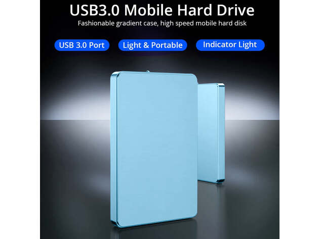 Slim Portable USB 3.0 External Hard Drive - 320GB (Blue)