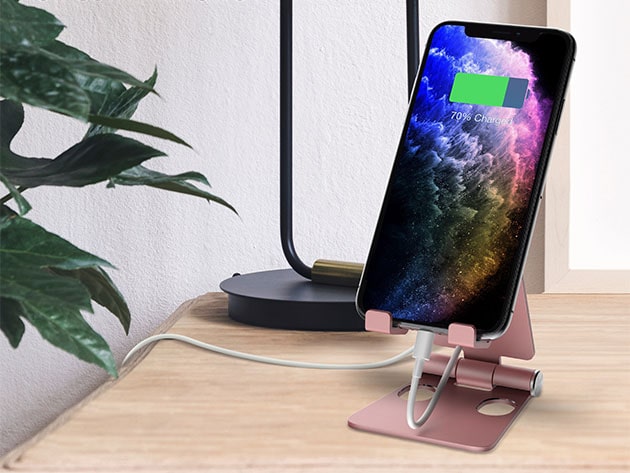 U-Rise Foldable Aluminum Desktop Phone Stand (Rose Gold)