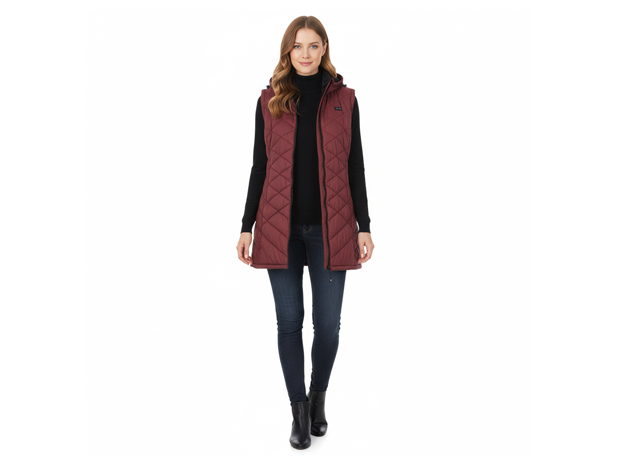 Women's Helios Hybrid Heated Coat with Power Bank (Burgundy/Large)
