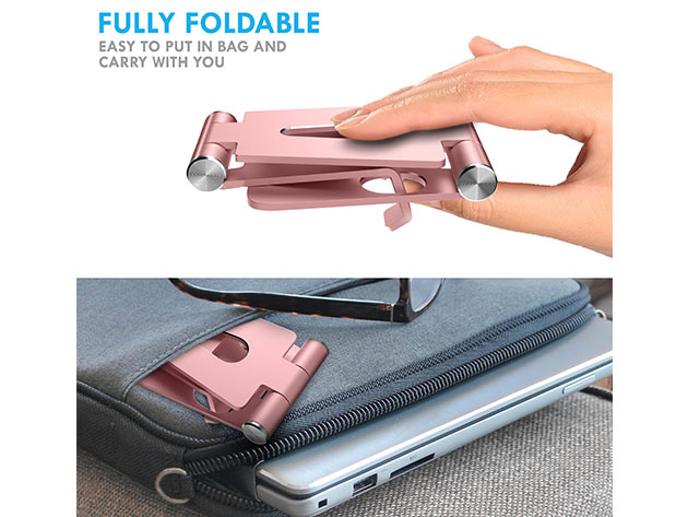 U-Rise Foldable Aluminum Desktop Phone Stand (Rose Gold)
