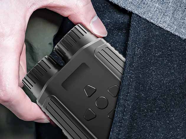 1080p/12MP 1000' Mini Night Vision Binoculars with 2.4" Screen, 4x Zoom & 32GB Card