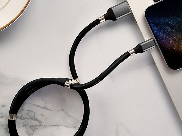 Aduro Fidget Magnetic Self-Winding Lightning Cable (6Ft/Black)