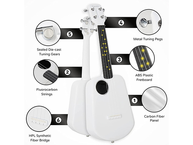 Populele 2 Smart Concert Ukulele (White)