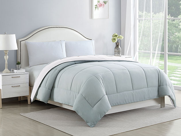 Bibb Home Reversible 2-Tone Down Alternative Comforter (Silver/White/Queen)