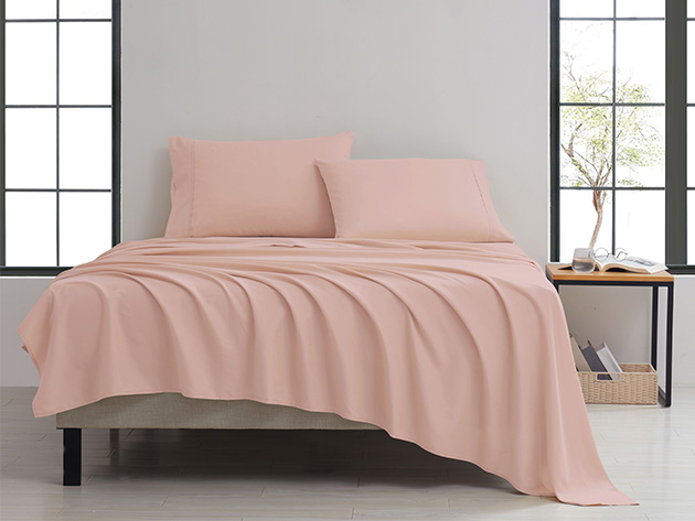 4-Piece Kathy Ireland Twill Weave Luxury Sheet Set (Blush/Queen)