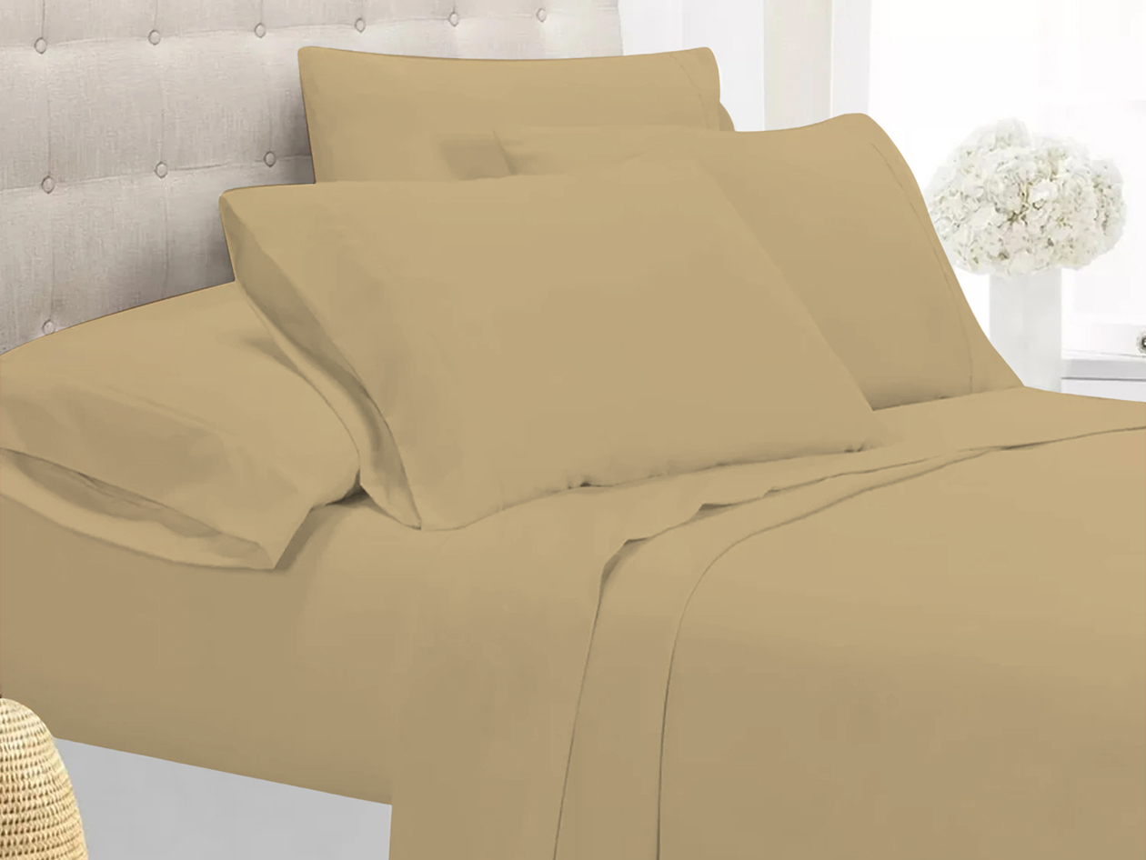 Super-Soft 1800 Series Bamboo Blend 6-Piece Sheet Set (Khaki/Queen)