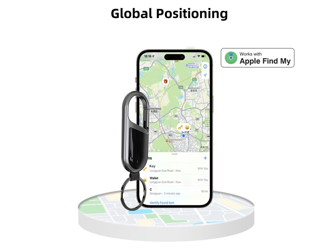 Carabiner Keychain Tracker - Works with Apple Find My (iOS only)