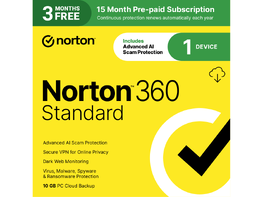 Norton 360 Standard: 10GB PC Cloud Backup for 1 Device (15-Month Subscription)