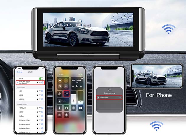 6.8" Foldable Touchscreen Car Display with Apple CarPlay & Android Auto Support
