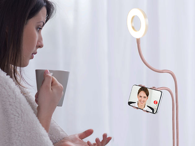U-STREAM Home Streaming Studio with Ring Light & Gooseneck Phone Holder (Rose Gold)