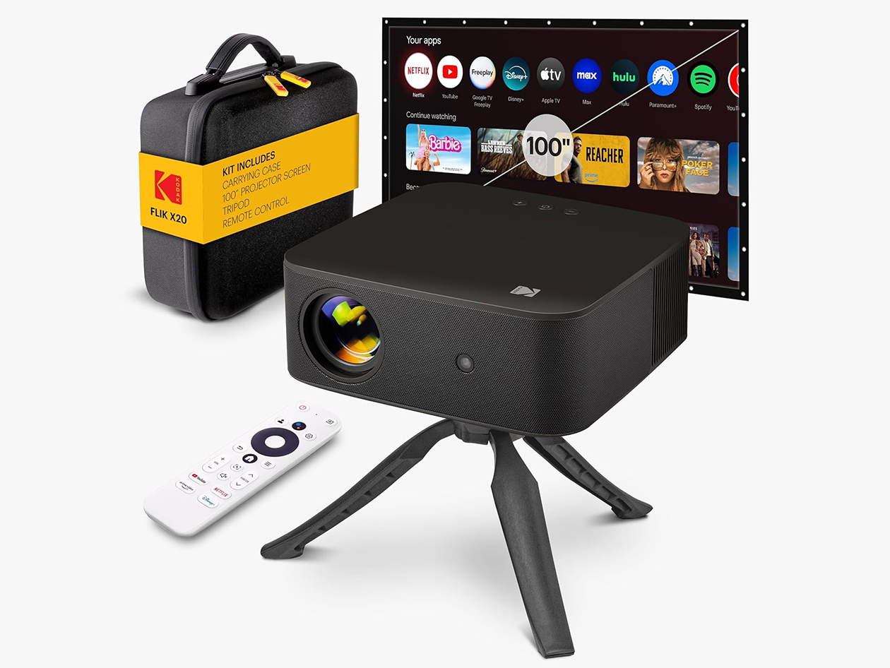 Kodak Flik X20 1080p Smart Projector Kit with Case & Screen (Black)