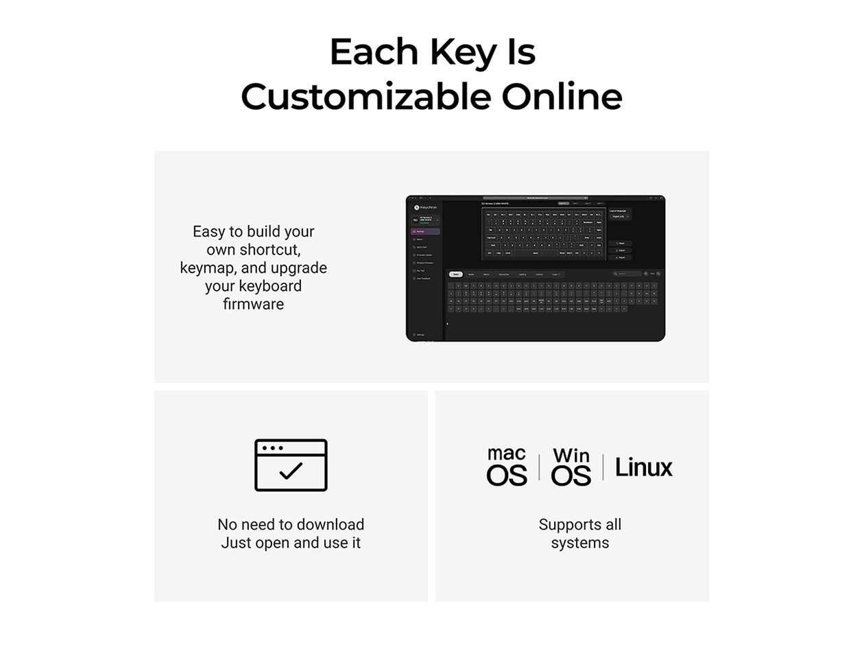 Keychron K3 QMK Wireless Mechanical Keyboard - RGB Backlight (Red Switch/Hot Swappable)