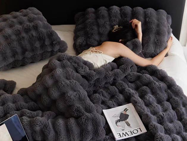 Soft Space Faux Fur Throw Blanket