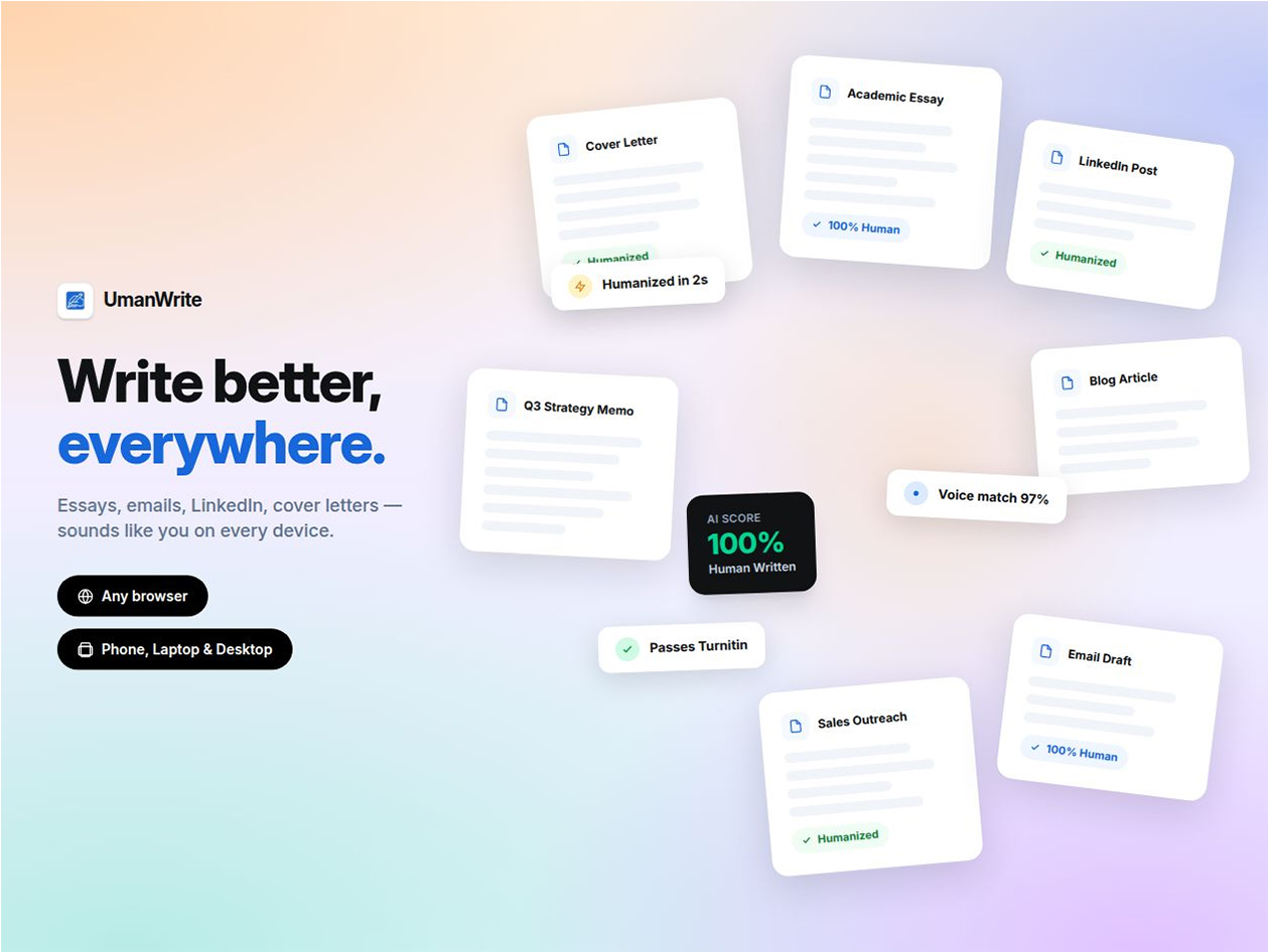 UmanWrite All-in-One AI Writing Platform: Lifetime Subscription (Unlimited Plan/Unlimited Words)