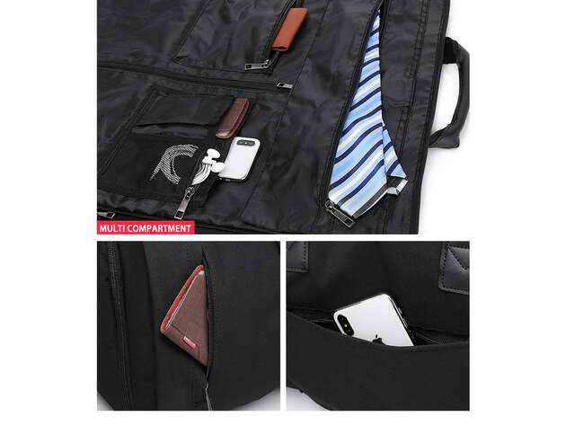 Convertible Garment Bag with Shoulder Strap (Gray)