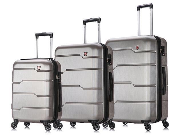 DUKAP Rodez Lightweight Hardside 3-Piece Set (20"/24"/28", Silver)