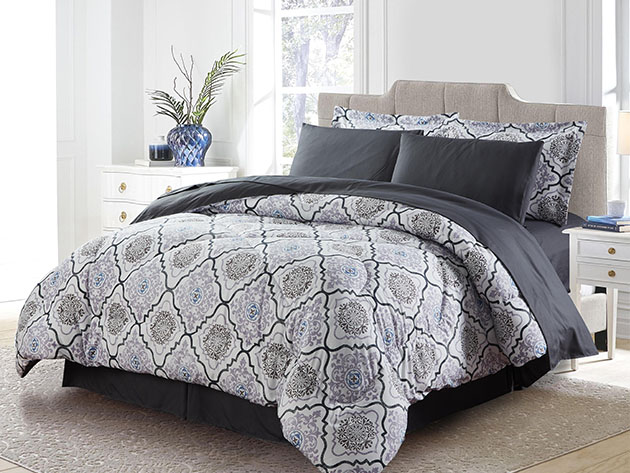 Bibb Home 8-Piece Down Alternative Comforter Set (Verona/King)
