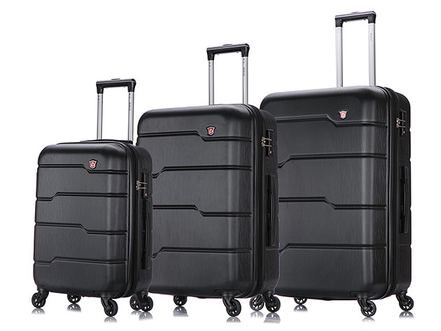 DUKAP Rodez Lightweight Hardside 3-Piece Set (20"/24"/28", Black)