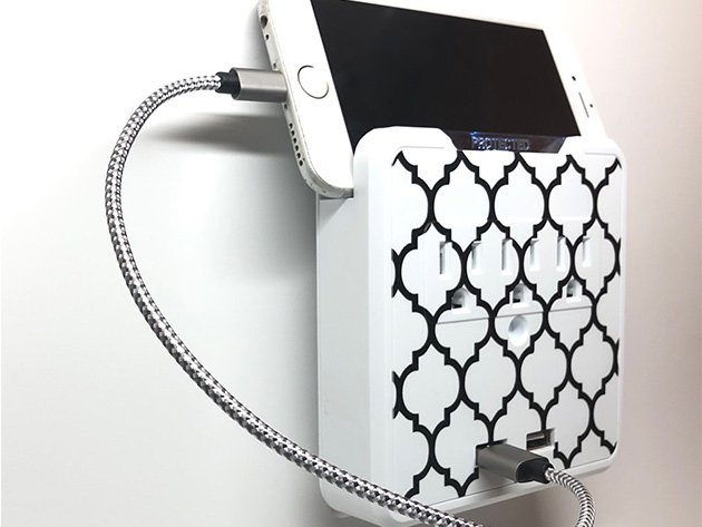 GlamSocket Decorative Multi-Outlet & Dual USB Port Surge Protector + Phone Holder (Marrakesh)