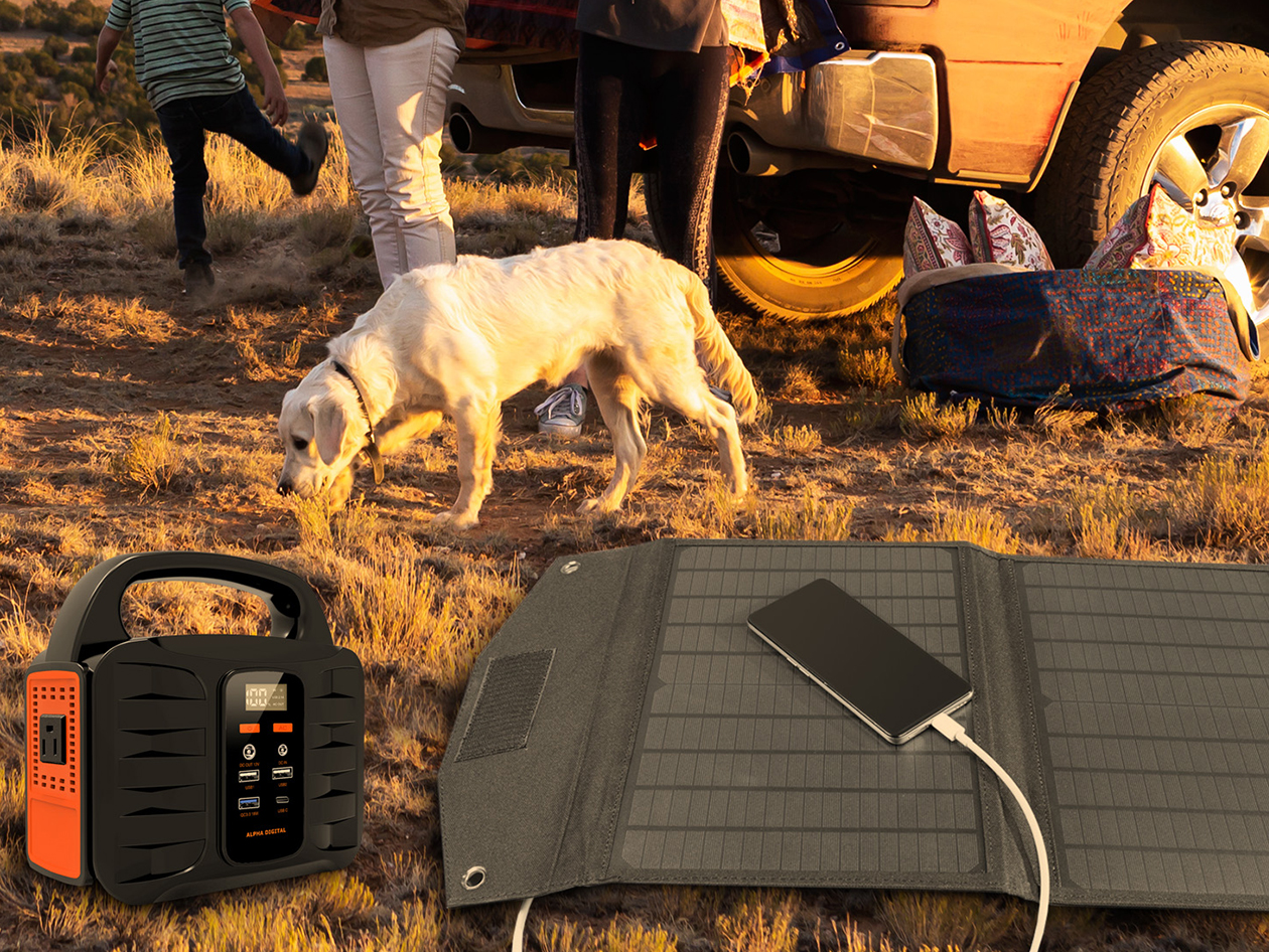Alpha Digital 155W Portable Power Station & Solar Panel Bundle