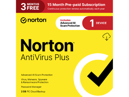 Norton AntiVirus Plus 2GB PC Cloud Backup 1 Device (15-Month Subscription)