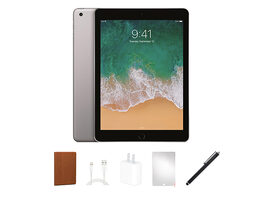 Apple iPad 9.7” (2018) 6th Gen 32GB Wi-Fi Space Gray (Refurbished) + Accessories Bundle
