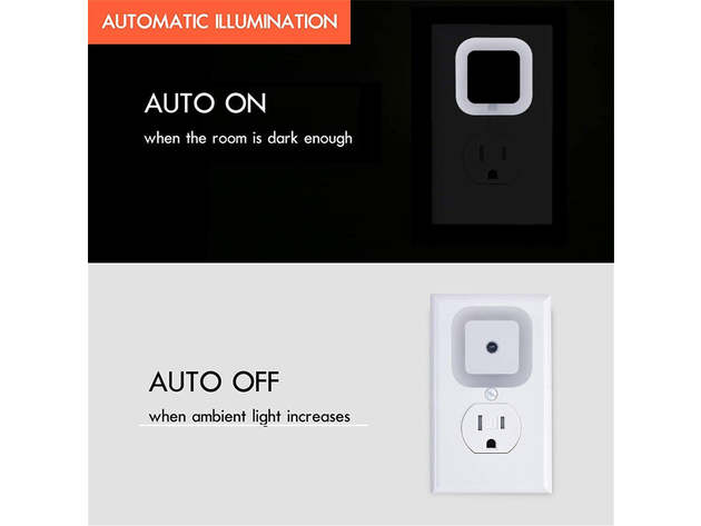 LED Plug-in Night Light Lamp with Smart Sensor (6-Pack)