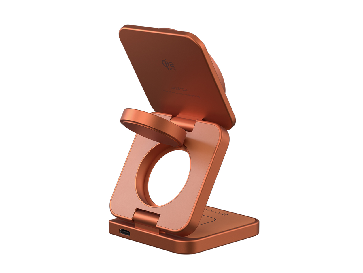 Mag 3 Ultra Qi2 25W 3-in-1 Foldable Charger (Orange)