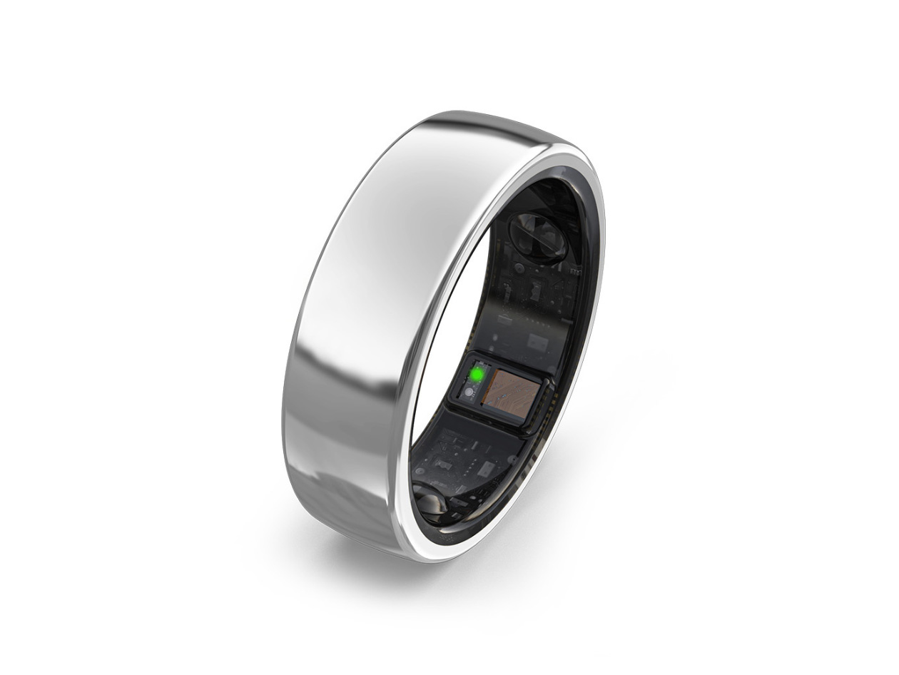 aaboRing Health & Fitness Tracker Smart Ring (Silver/Size 8)