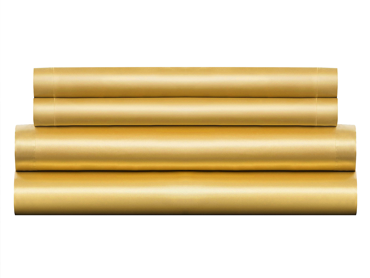 Silky-Soft Satin 4-Piece Sheet Set (Gold/Queen)