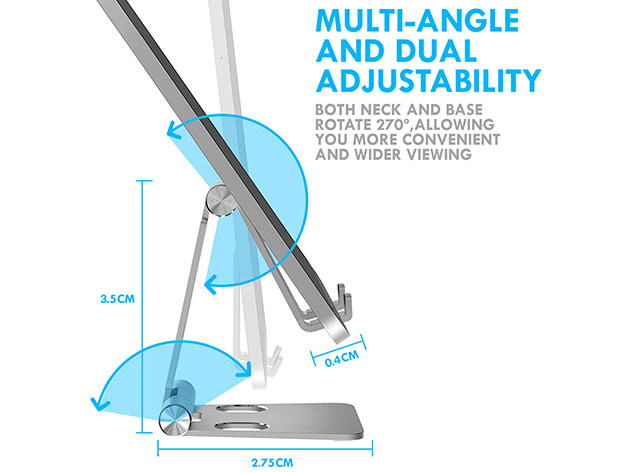 U-Rise Foldable Aluminum Desktop Phone Stand (Silver)