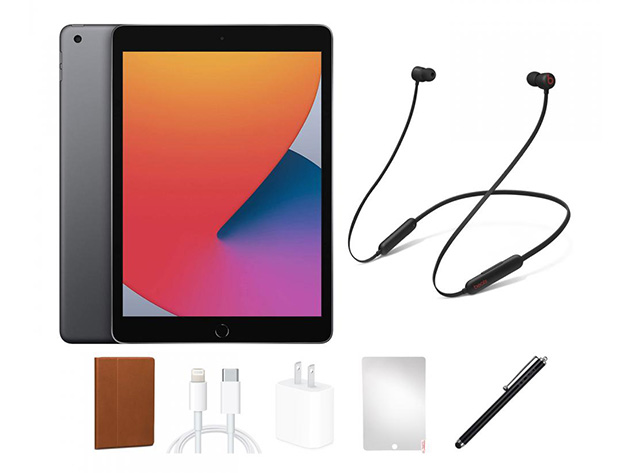 Apple iPad (2020) 8th Gen 32GB Wi-Fi Space Gray (Refurbished) + Beats Flex Headphones 