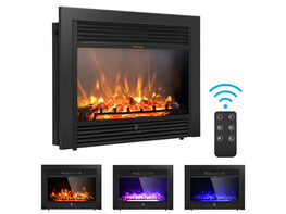 Costway 28.5" Electric Fireplace with Tempered Glass, Realistic Flame & Remote