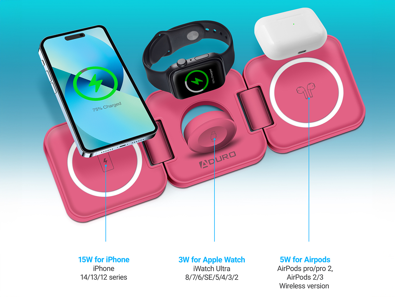 PowerUp Trinity 3-in-1 Charging Station (Pink)