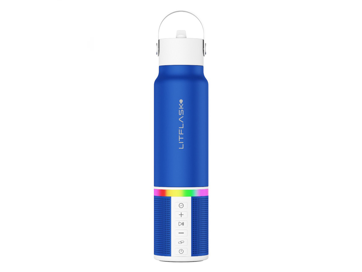 LitFlask 3-in-1 Smart Water Bottle, Bluetooth Speaker & Power Bank with Lights (Blue)